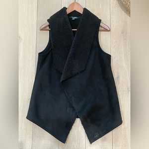 Lauren Ralph Lauren Black Faux Shearling Vest (S/P)